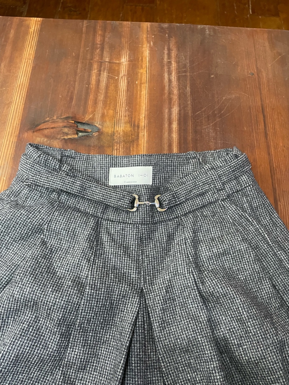 Babaton Wide-Leg Pleated Culottes in Heather Gray - Picture 2 of 4